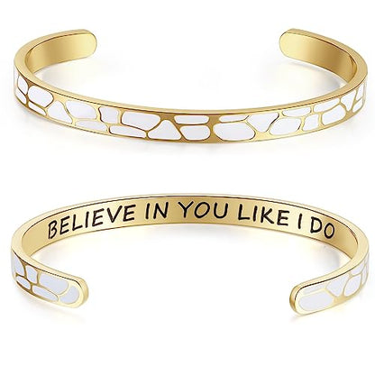 SAM & LORI Personal Bracelets for Teens/Women-Inspirational Jewelry Gifts (Various Designs) for Daughter/Sister/Mom/Friends-Adjustable Bracelet in a Pretty Gift Box - style: Believe in you like I do-Enamel