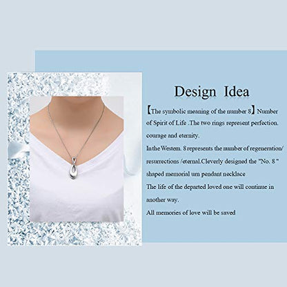 Imrsanl Infinity Cremation Jewelry Urn Necklace for Ashes | Memorial Lockets Pendant, Ashes Holder, Funeral Keepsake of Loved Ones, For Women Men - color: Silver