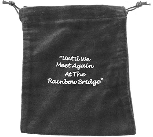 Medium Gray Velvet Rainbow Bridge Cremains Bag for Ashes - Medium Size 7"L x 9"H - for Holding 85 Cubic Inches of Pet Cremains - Includes Plastic Bag for Ashes - color: Gray, size: Medium