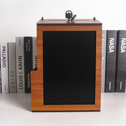 SHUMEI Wooden Suggestion Box with Lock, Donation and Tip Box for Events