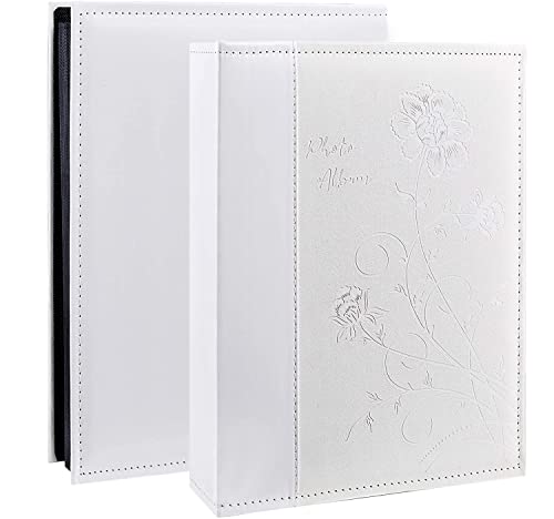 Artmag Photo Album 4x6 300 Photos, Extra Large Capacity Leather Cover Wedding Family Photo Albums Holds 300 Horizontal 4x6 Photos(White) - color: White, size: 300 Pockets