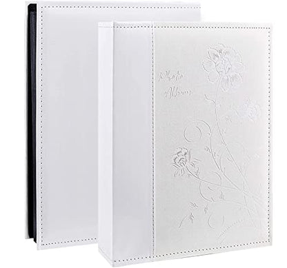 Artmag Photo Album 4x6 300 Photos, Extra Large Capacity Leather Cover Wedding Family Photo Albums Holds 300 Horizontal 4x6 Photos(White) - color: White, size: 300 Pockets