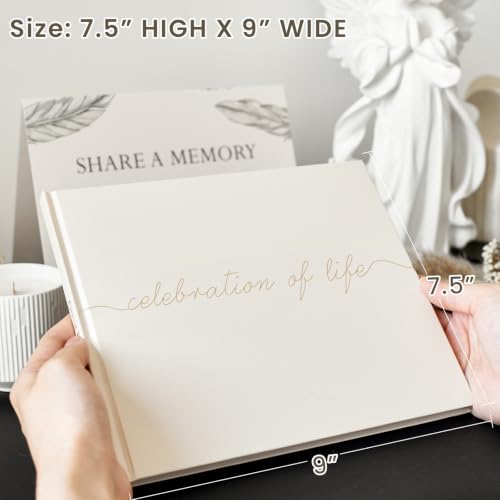 Funeral Guest Book for Celebration of Life, in Loving Memory Sign in Book - color: Beige