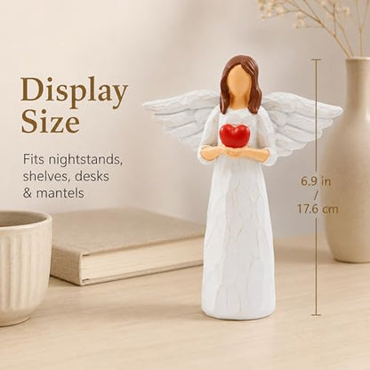 Sympathy Gifts for Loss of Loved One - 6.9" Angel Sympathy Gift, Memorial Gift for Loss of Dad Mom Grandmother, Angel Figurine for Bereavement Remembrance Gifts, Angel Statue Holding a Heart - style: Sympathy Figurine