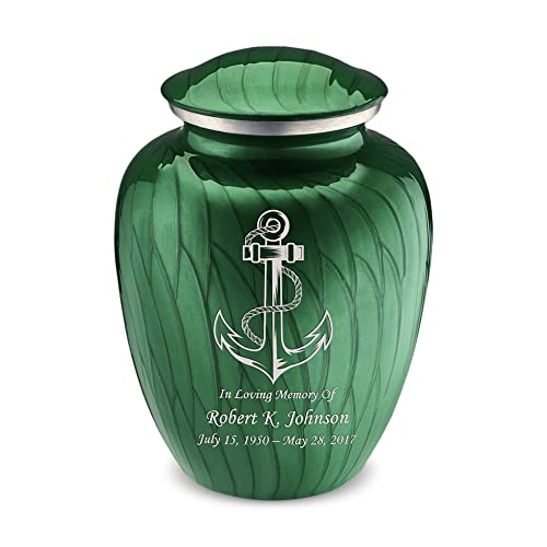 Adult Personalized Anchor Cremation Urns for Human Ashes I Large Pearl Green Funeral Urn for Men and Women I 200 lbs - color: Pearl Green