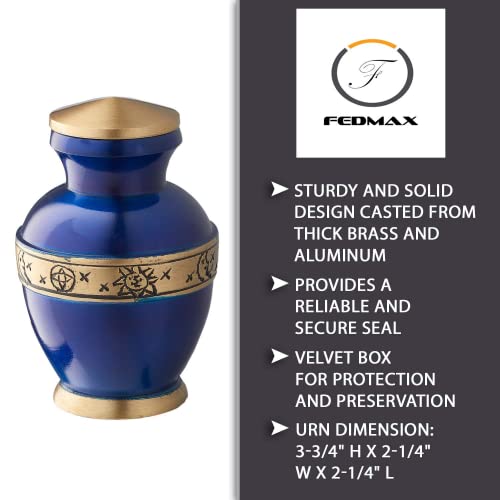 Small Urns for Human Ashes Adult Male or Female - Mini Urns - Cremation Keepsakes with Velvet Box - Memorial Urn and Ash Storage (Blue, 6 Count (Pack of 1))