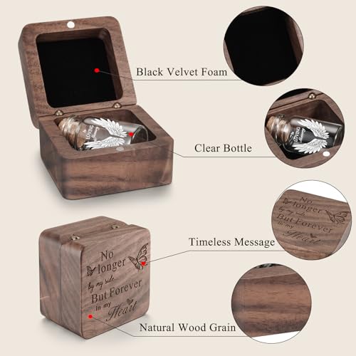 SOITIS Wooden Box for Ashes - Small Glass Urn for Human Ashes Keepsake, Mini Urns for Ashes Cremation Holder, Funeral Keepsake for Women Men-White Wings Urn - size: White