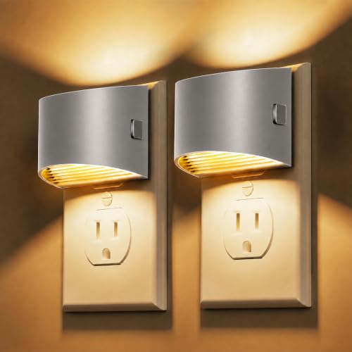 L LOHAS LED Night Lights Plug into Wall, Dimmable Night Light 2 Pack | Plug in Night Light with 3 Level Brightness, 3000K Soft White, Cement Gray Housing - color: Cement Gray