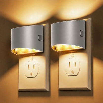 L LOHAS LED Night Lights Plug into Wall, Dimmable Night Light 2 Pack | Plug in Night Light with 3 Level Brightness, 3000K Soft White, Cement Gray Housing - color: Cement Gray