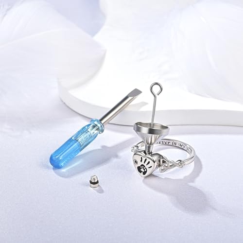 Heart Cremation Ring for Ashes: 925 Sterling Silver Forever in My Heart Carved Urn Keepake Rings Memorial Jewelry for cat and dog - size: 8, style: cat and dog