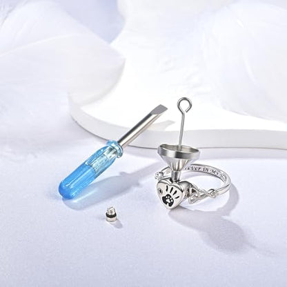 Heart Cremation Ring for Ashes: 925 Sterling Silver Forever in My Heart Carved Urn Keepake Rings Memorial Jewelry for cat and dog - size: 8, style: cat and dog