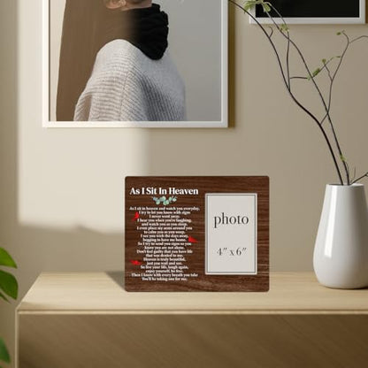 Zauly Sympathy Gift Wood Picture Frame, Memorial Gift for Loss of Loved One | As I Sit in Heaven Picture Frames, 4 x 6 Inch Photo - color: As