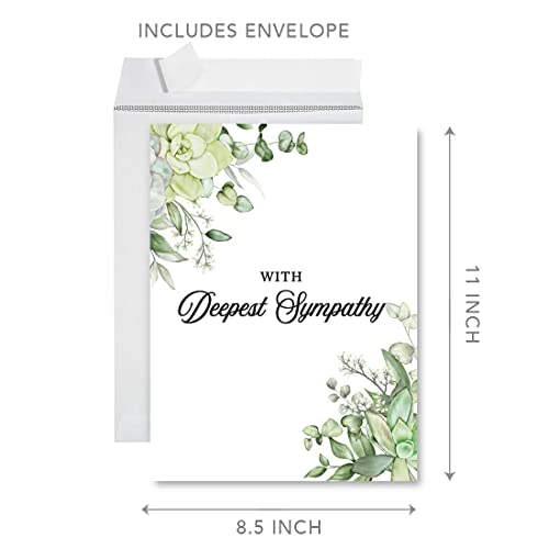 Andaz Press Jumbo Sympathy Card with Envelope, Sorry For Your Loss Card With Deepest Sympathy, Loss Of Pets, Premium Condolences Card with Big Blank Space to Send to Friends Family, 8.5" x 11", 1-Pack - color: With Deepest Sympathy Succulents