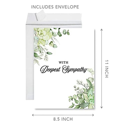 Andaz Press Jumbo Sympathy Card with Envelope, Sorry For Your Loss Card With Deepest Sympathy, Loss Of Pets, Premium Condolences Card with Big Blank Space to Send to Friends Family, 8.5" x 11", 1-Pack - color: With Deepest Sympathy Succulents