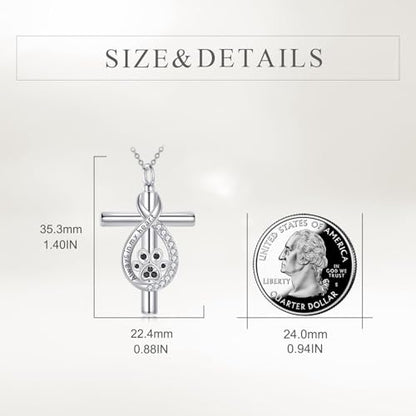 TIGER RIDER Pet Paw Necklace 925 Sterling Silver Cross Infinite love Necklace Pendant Pet Jewelry Gift for Dog Cat Lovers - style: Cross