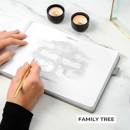 Clever Fox Funeral Guest Book for Memorial Service w/Address, Gray | 10x7 in, 120 pages, Eco leather hardcover, Personalized celebration of life guestbook, Memory book & condolence register - color: Gray