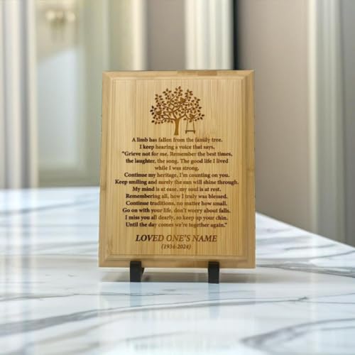Personalized “A Limb Has Fallen” Sympathy Gift Memorial Plaque – Remembrance Gift for Loss of Loved One – Customizable Bereavement Gift – In Loving Memory Keepsake (Bamboo, 7x9 inch) - size: 7x9 inch