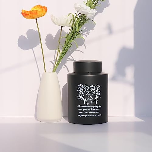 6 Inches Small Urn for Human Ashes Stainless Steel Mini Cremation Urn Small Keepsake Urn Memorial Ashes Container-Black - size: Heart Tree-Black