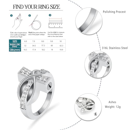 memorial jewelry Diamond Cross Ring Hold Loved Ones Ashes Cremation Urn Ring for Women Man Finger Ring - color: Customize