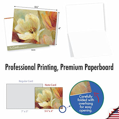 The Best Card Company - 10 Boxed Note Cards with Flowers - Blank Assorted Floral Notecards Bulk (4 x 5.12 Inch) - Spice Blooms M6628OCB - style: Spice Blooms
