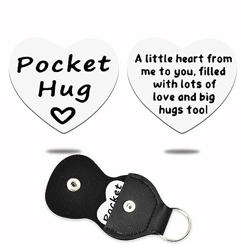 Pocket Hug Token Coin Gifts for Women Men Mom Dad Parents Birthday Christmas Gifts from Son Daughter Grandma Friends Bestie Moving Away Gift for Sister Husband Boyfriend Heart Pocket Keychain - color: A Little Heart from Me to You
