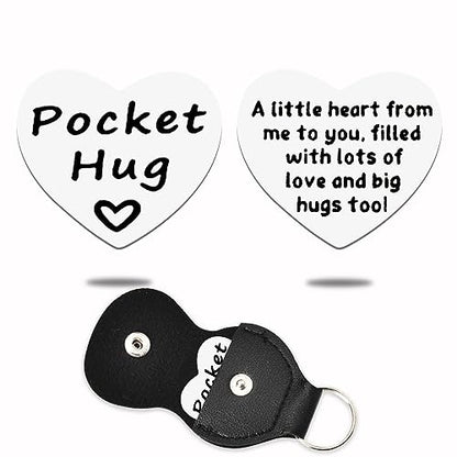 Pocket Hug Token Coin Gifts for Women Men Mom Dad Parents Birthday Christmas Gifts from Son Daughter Grandma Friends Bestie Moving Away Gift for Sister Husband Boyfriend Heart Pocket Keychain - color: A Little Heart from Me to You