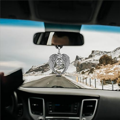 Angel Wings Memorial Hanging Charm - Remembrance Ornament for Rear View Mirror, Guardian Angel Gift for Loss of Dad, Sympathy Gift for Grieving Funeral - style: Dad