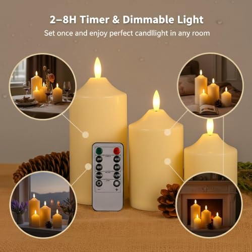Battery Operated Candles with Timer, LED Flameless Candles with Remote - color: Ivory(Dotted)