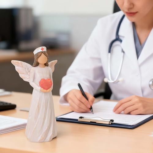 Nurse Gifts for Women, Angel Nurse Statue Hand-Painted for Home Desk Decor | Resin Figurines for Nursing School Graduation, Nurses' Day, Retirement Commemorations, or As a Token of Appreciation - style: Nurse Gifts