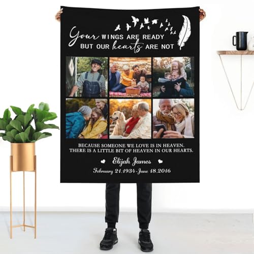 Personalized Memorial Blanket, Photo Blankets Using My Own Photos Sympathy Gifts for Loss of Mother Father Husband Grandma Son - color: Memorial Blanket 26