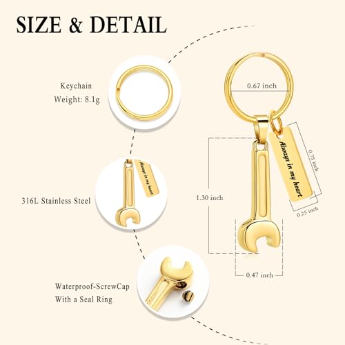 Oinsi Men's Cremation Jewelry Made Of 316L Stainless Steel Hammer Memorial Urn Necklace Pendant Keepsake Holder Jewelry For Ashes - color: B-Gold