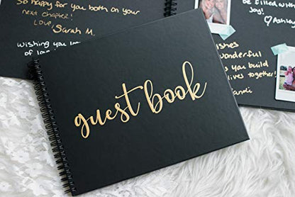Paper 'n Such Graduation Party Black Guest Book with Blank Pages for Polaroid Pictures, Funeral, Wedding Reception, Birthday, Bridal or Baby Shower, Vacation House Guestbook -Spiral Hardcover