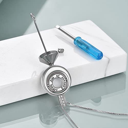 WINNICACA Cremation Jewelry for Ashes Locket Ashes Necklace Urn Necklace for Women Sterling Silver Cremation Necklace for Ashes Fine Keepsake Picture Necklace Memorial Jewelry - style: C02-Circle of Life Urn Necklace(Created Opal)