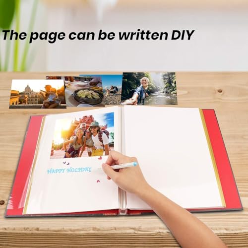 Adventure Book Photo Album 13x11.5 Self Adhesive Scrapbook | DIY memory book for couples, meaningful keepsake, travel photos, tickets, notes, and 3x5 to 8x10 pictures - color: Leather Brown (13"x11.5")