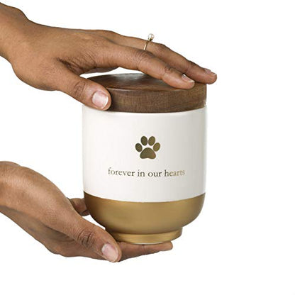 Pearhead Pet Ceramic Forever in Our Hearts Urn, Pet Memorial, Gold - style: My Heart Urn, Gold