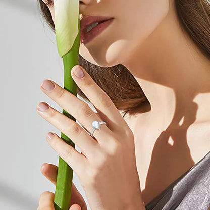925 Sterling Silver Teardrop Cremation Urn Ring for Ashes Memorial Jewelry - color: Opal