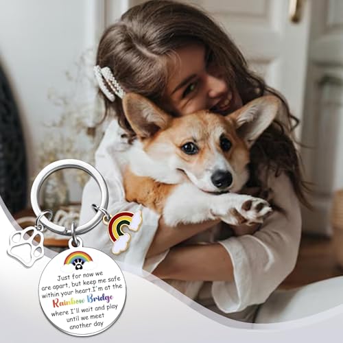 Dog Memorial Gifts for Loss of Dog Rainbow Bridge Keychain Pet Loss Gift | Dog Passing Away Gifts Pet Remembrance Gift In Memory of Dog Pets Loss Sympathy Gift Pet Memorial Keychain