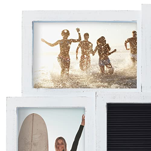 MELANNCO Customizable Letterboard 8-Opening Photo Collage, 19 x 17 inch, Distressed White - color: Distressed White, size: 19x17 - 8 Opening