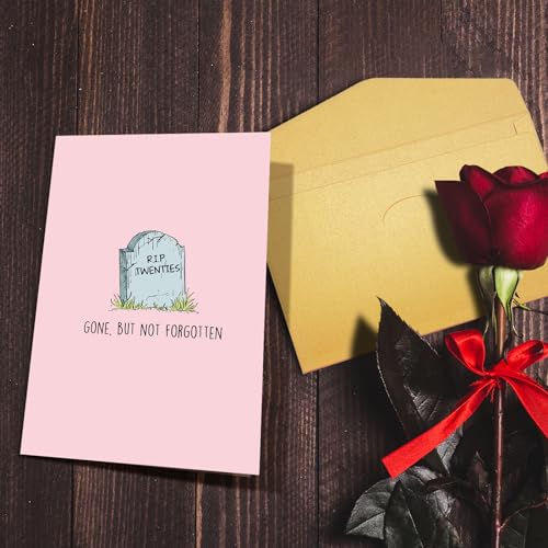 Nchigedy Funny 30th Birthday Card for Him Her, Sarcastic Thirty Birthday Card for Women Men, 30 Years Old Birthday Card, RIP Twenties Gone But Not Forgotten - color: #4
