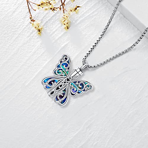 Urn Necklace for Ashes for Women/Men 925 Sterling Silver Cremation Jewelry w/Funnel Filler Memorial Jewelry Gifts - color: B-Butterfly 2, style: Non - Customized