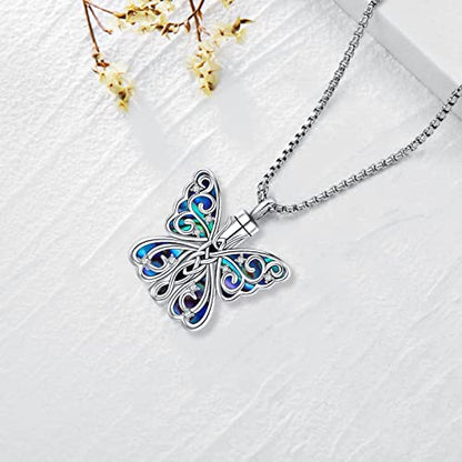 Urn Necklace for Ashes for Women/Men 925 Sterling Silver Cremation Jewelry w/Funnel Filler Memorial Jewelry Gifts - color: B-Butterfly 2, style: Non - Customized