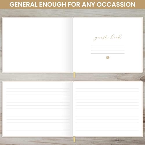 bloom daily planners Wedding Guest Book - Elegant Hardcover Polaroid Guestbook for Receptions, Baby Showers, & Special Events - (7" x 9") 120 Blank Lined Pages for Sign-in and Photos - Linen - color: Linen