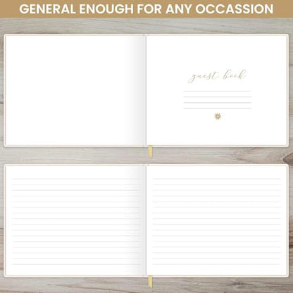 bloom daily planners Wedding Guest Book - Elegant Hardcover Polaroid Guestbook for Receptions, Baby Showers, & Special Events - (7" x 9") 120 Blank Lined Pages for Sign-in and Photos - Linen - color: Linen