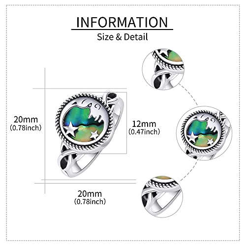 YAFEINI Moon and Star Urn Ring for Ashes Sterling Silver Abalone Shell Memorial Keepsake Rings Cremation Jewelry for Women - style: Abalone Shell