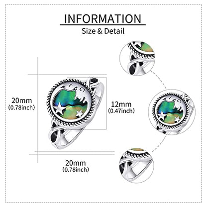 YAFEINI Moon and Star Urn Ring for Ashes Sterling Silver Abalone Shell Memorial Keepsake Rings Cremation Jewelry for Women - style: Abalone Shell