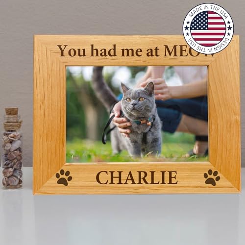 Personalized Dog Picture Frame with Gift Box, 5x7 Wooden Pet Photo Frame - color: Wood Frame, size: Landscape 5X7