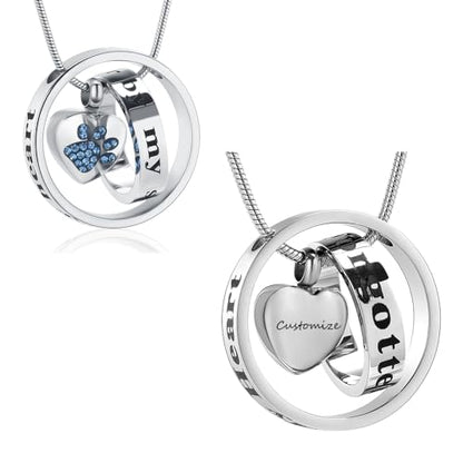 Dog Paws Cremation Jewelry Pet/Cat/Dog Paws Urn Necklaces for Ashes Stainless Steel Pet Ashes Holder Memorial Keepsakes Locket Pendant Jewelry for Men Women - color: Customize-2