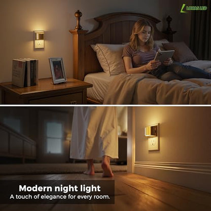 L LOHAS LED Night Lights Plug into Wall, Dimmable Night Light 2 Pack | Plug in Night Light with 3 Level Brightness, 3000K Soft White, Gold Housing - color: Gold