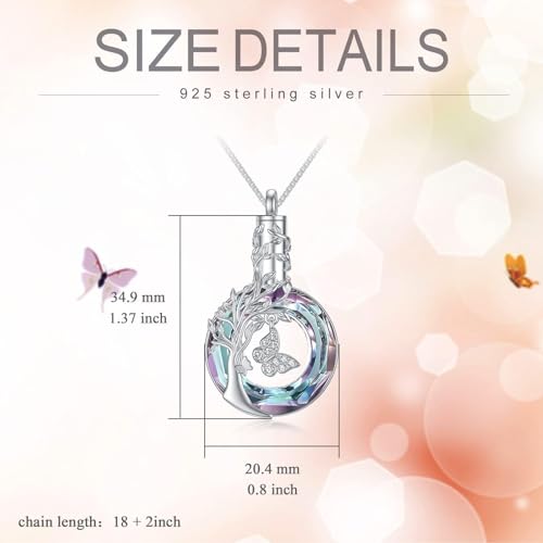 Butterfly Cremation Jewelry for Ashes Urn Necklace for Ashes Sterling Silver Memorial Jewelry