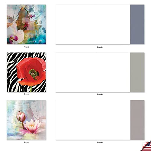 The Best Card Company - 10 Assorted Flower Cards Blank for Women (4 x 5.12 Inch) - All Occasion Floral Greetings Boxed - Wall Flowers AMQ6129OCB-B1x10 - style: Wall Flowers